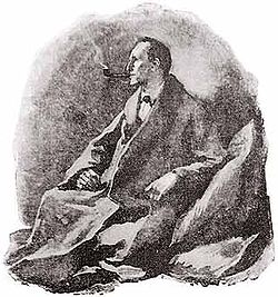 Sherlock Holmes with pipe in a Strand Magazine illustration, 1891.