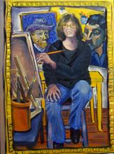 Self-portrait with Van Gogh and Gaugin, by Albie Davis.