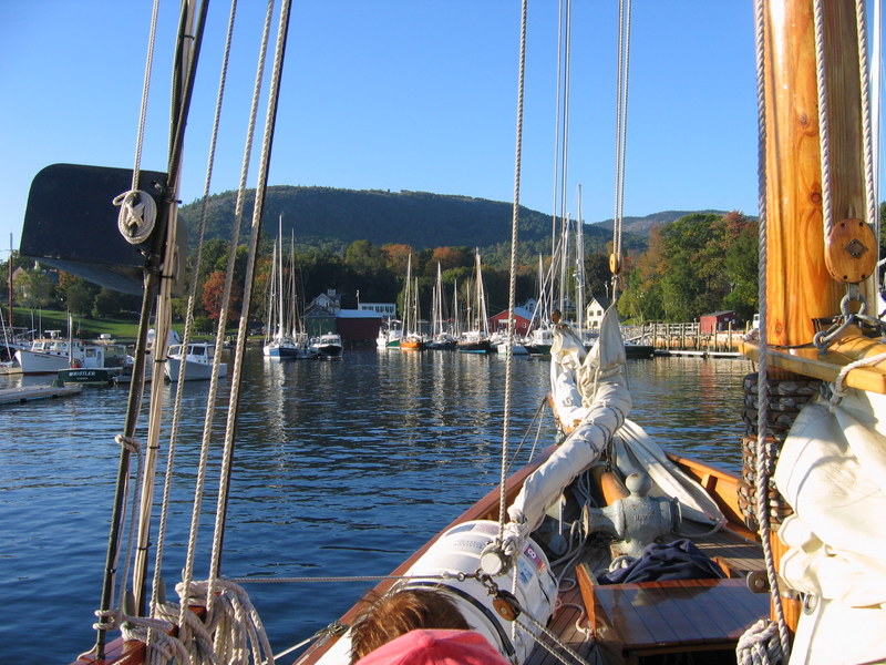 Sailing into Camden harbor